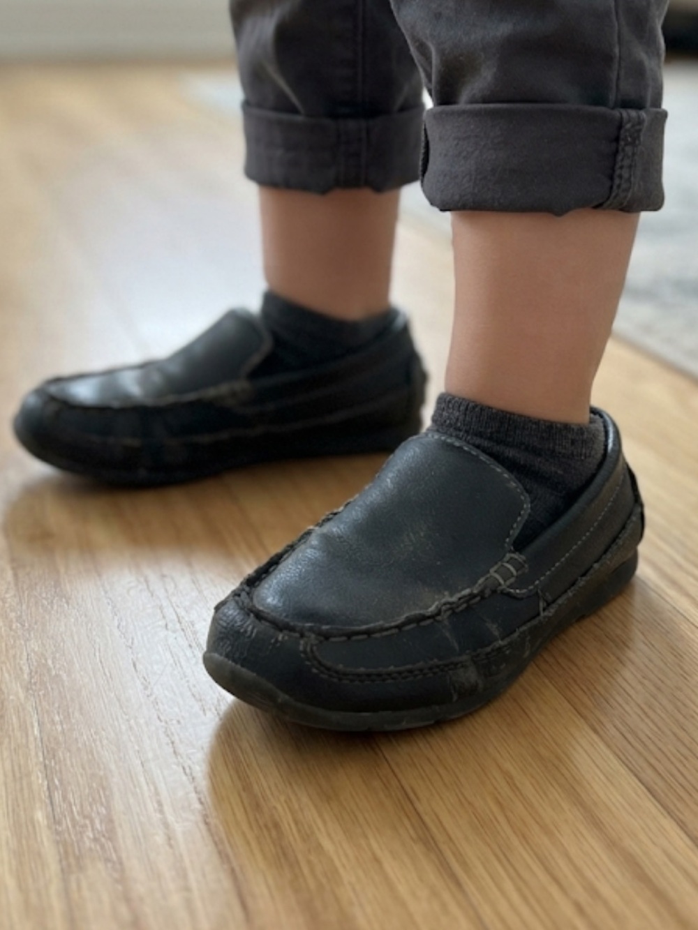 PERRY ELLIS Toddler Boys Black Faux Leather Loafers Size 12